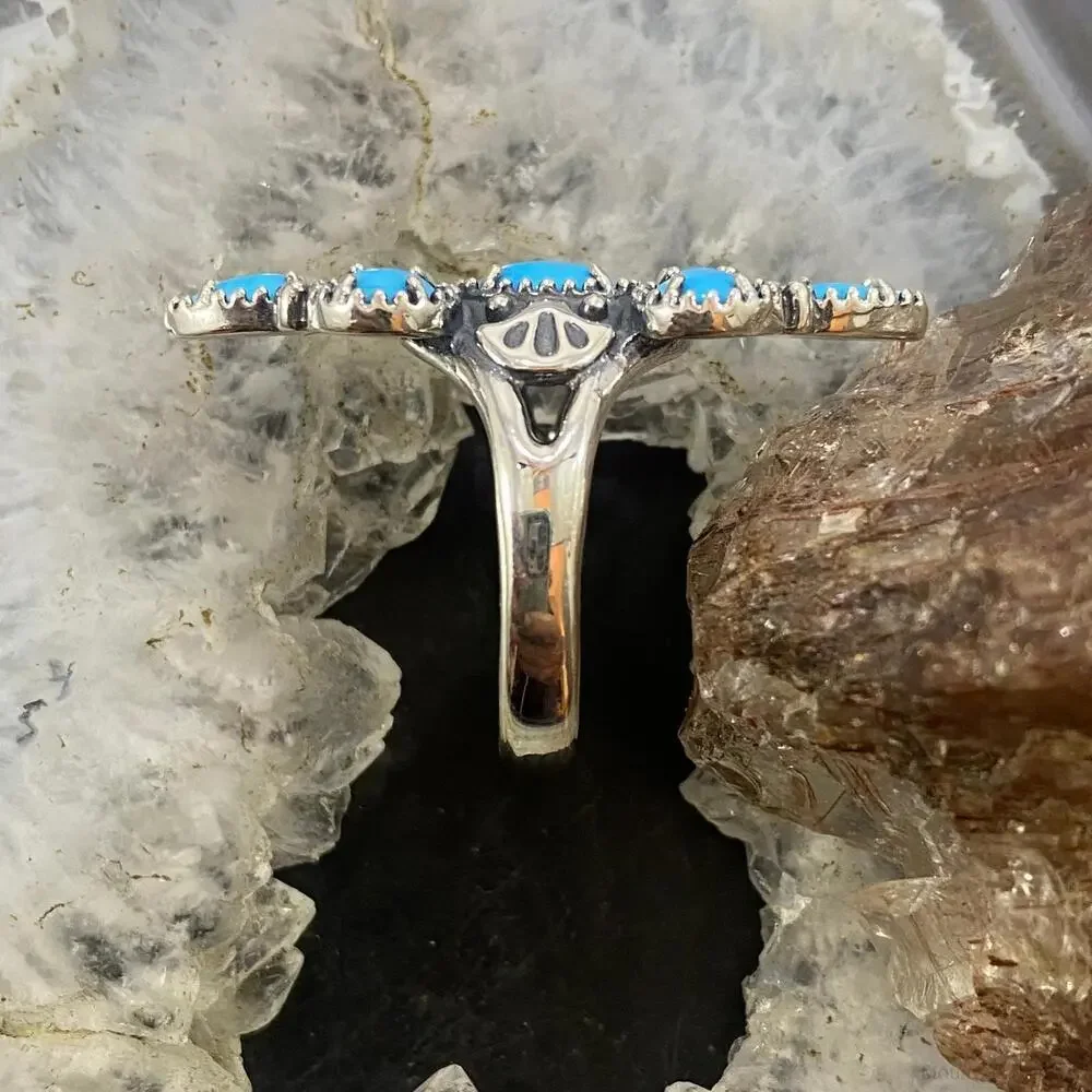 Carolyn Pollack Sterling Silver Sleeping Beauty Turquoise Decorated Cluster Ring